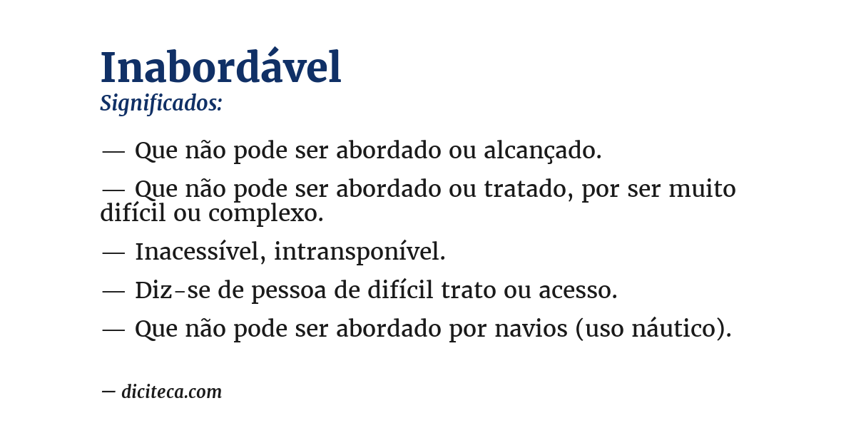Significado de inabordável