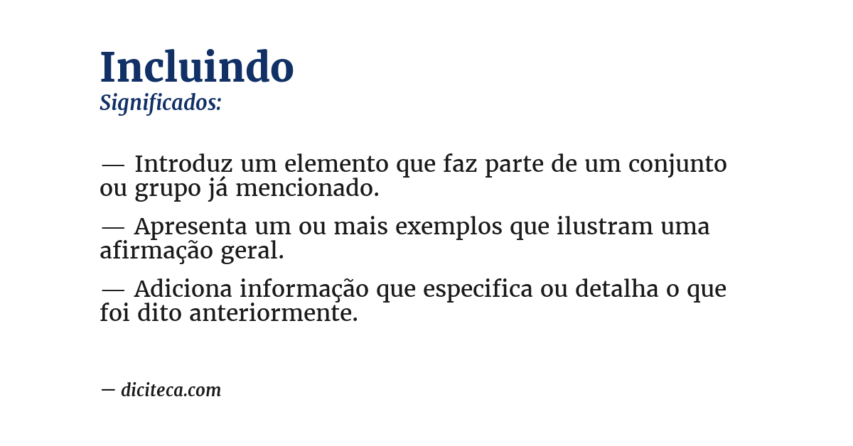 Significado de incluindo