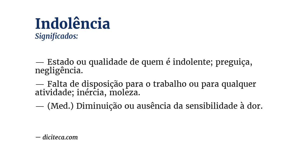 Significado de indolência