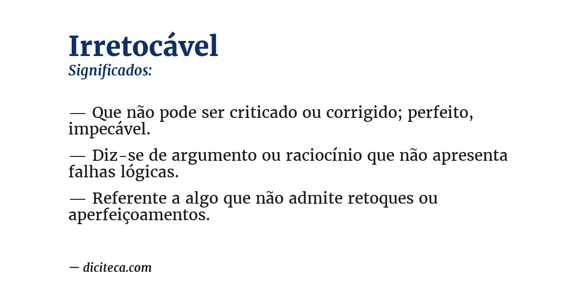 Significado de irretocável
