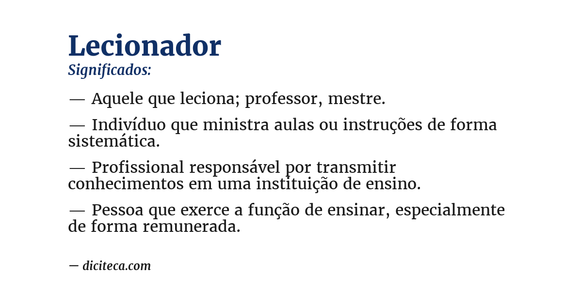 Significado de lecionador