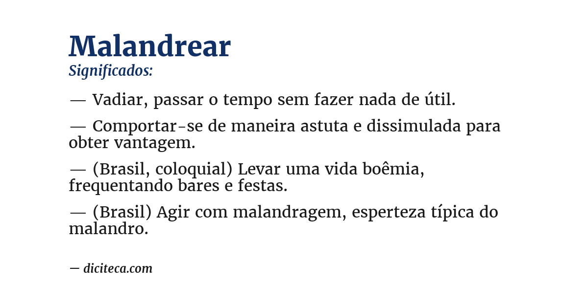 Significado de malandrear