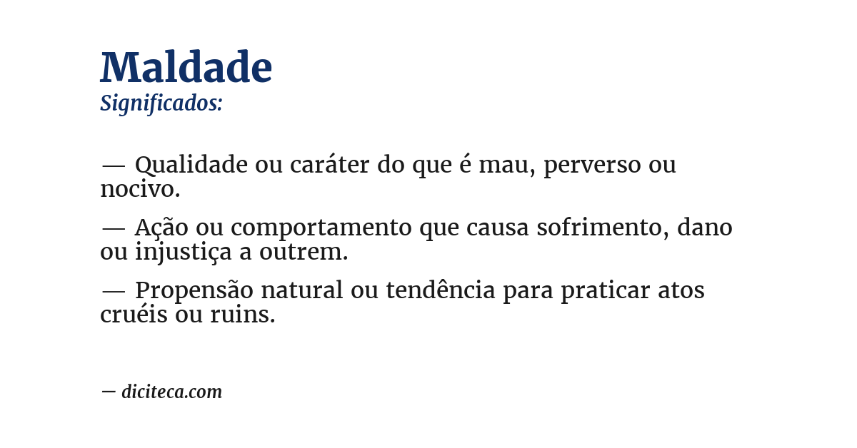 Significado de maldade