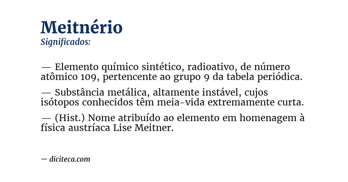 Significado de meitnério