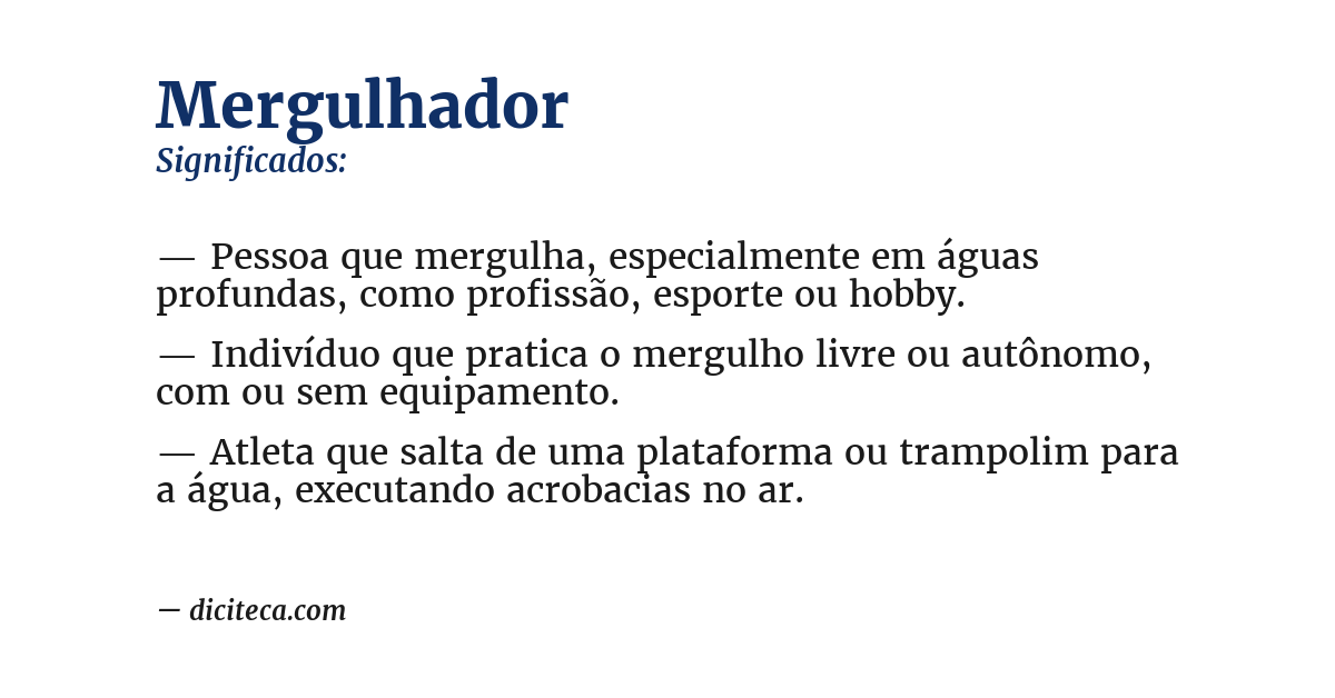 Significado de mergulhador
