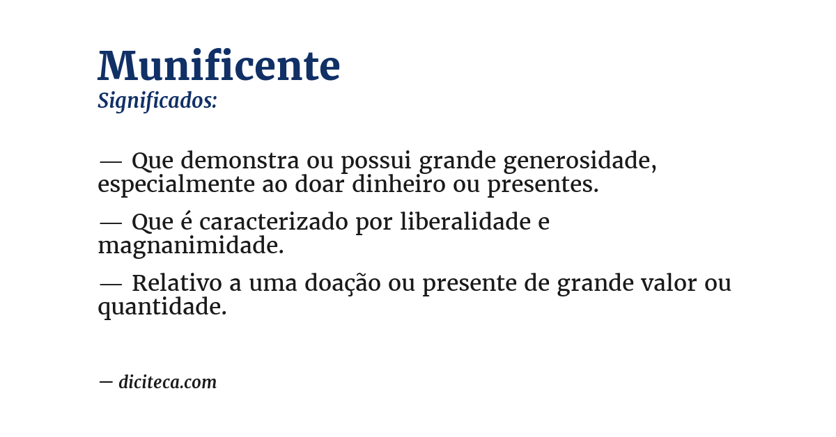 Significado de munificente