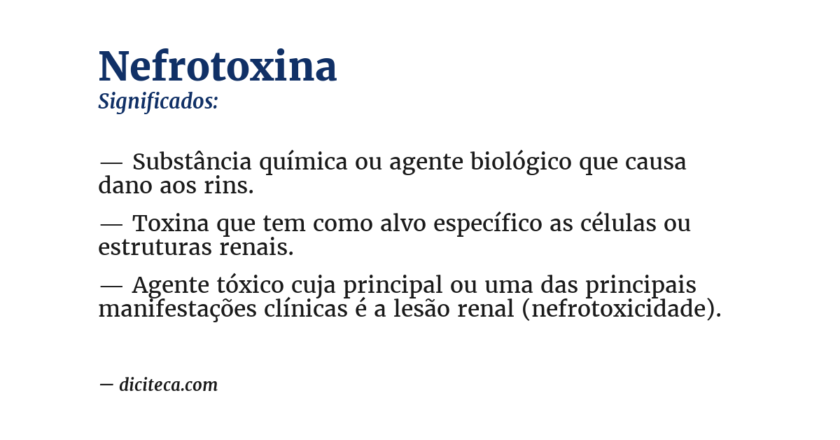 Significado de nefrotoxina
