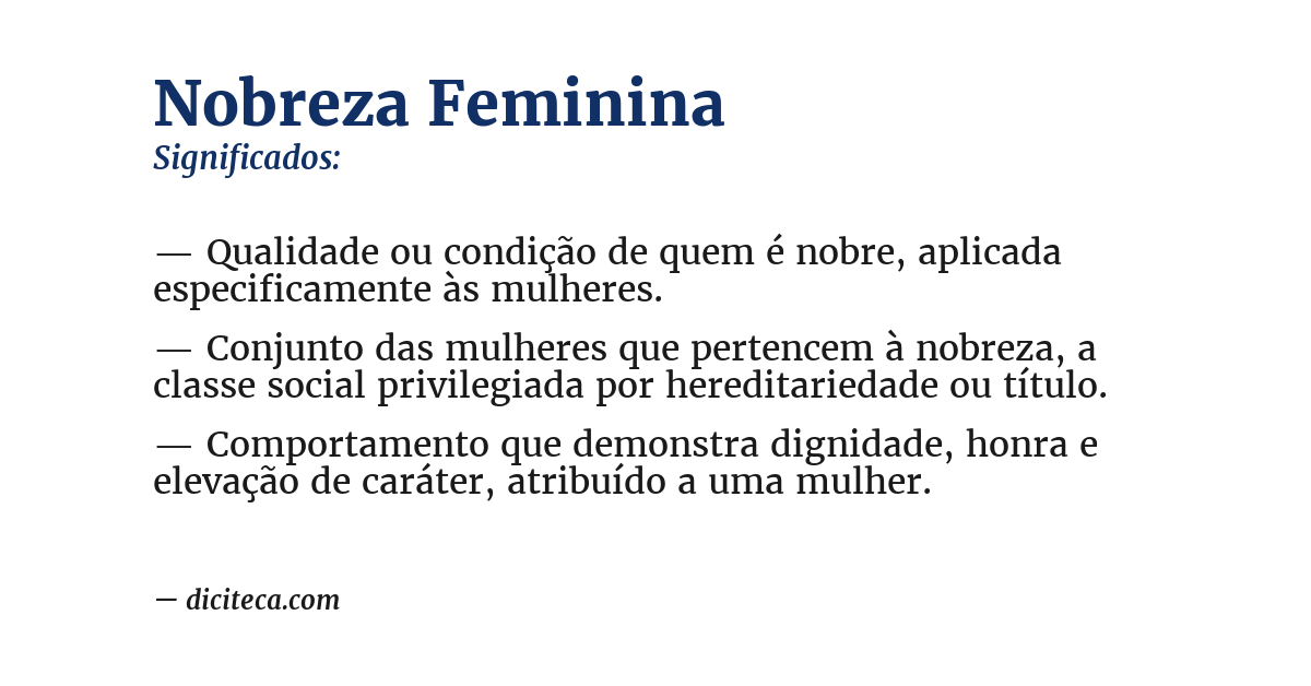 Significado de nobreza feminina