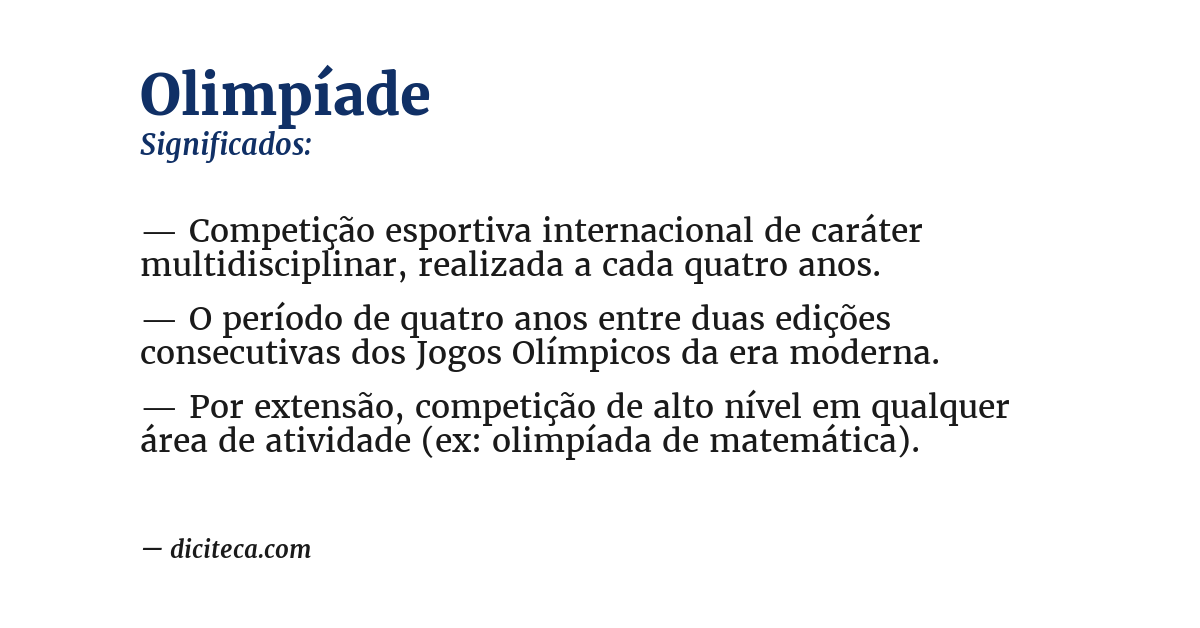 Significado de olimpíade