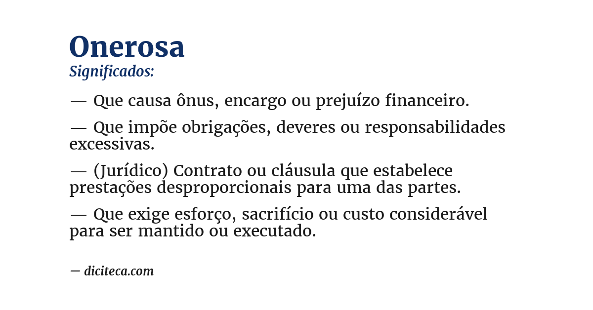 Significado de onerosa