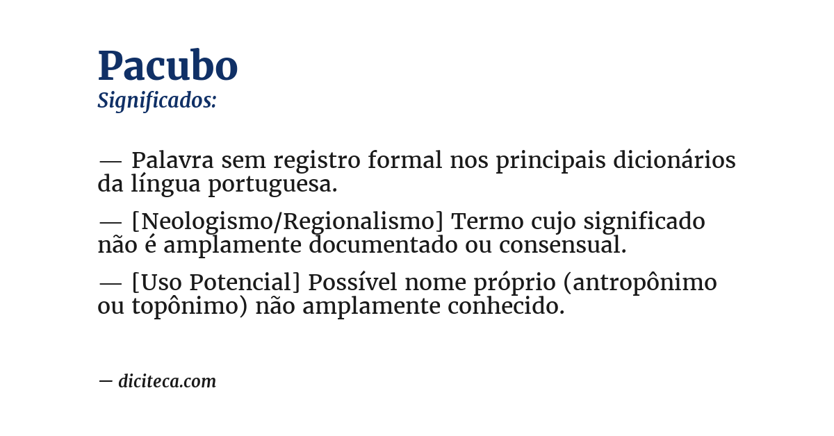 Significado de pacubo