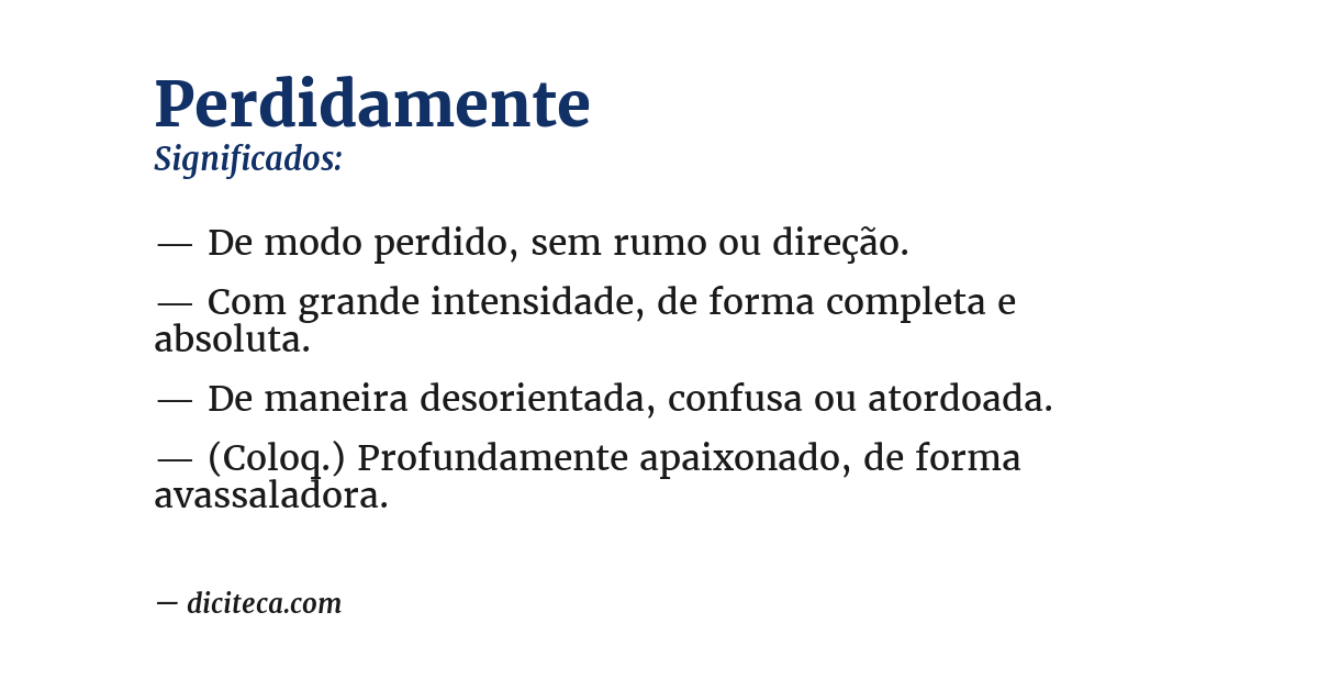 Significado de perdidamente