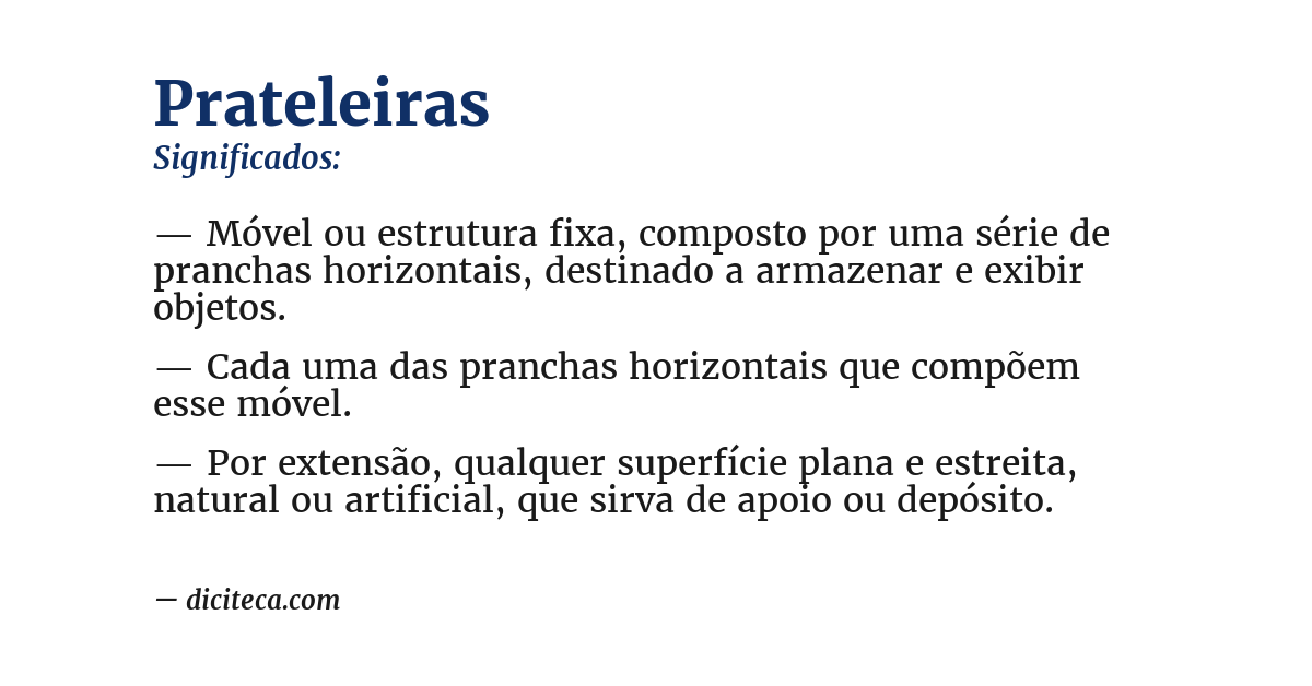 Significado de prateleiras