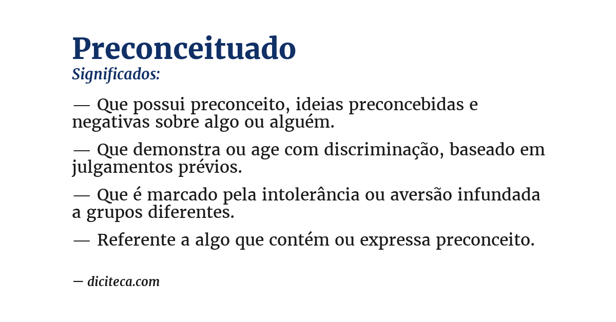 Significado de preconceituado