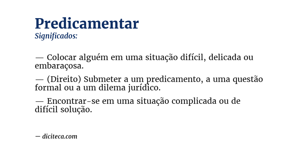 Significado de predicamentar