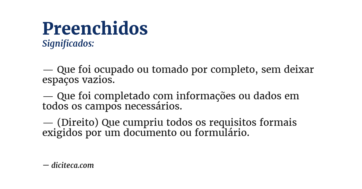 Significado de preenchidos