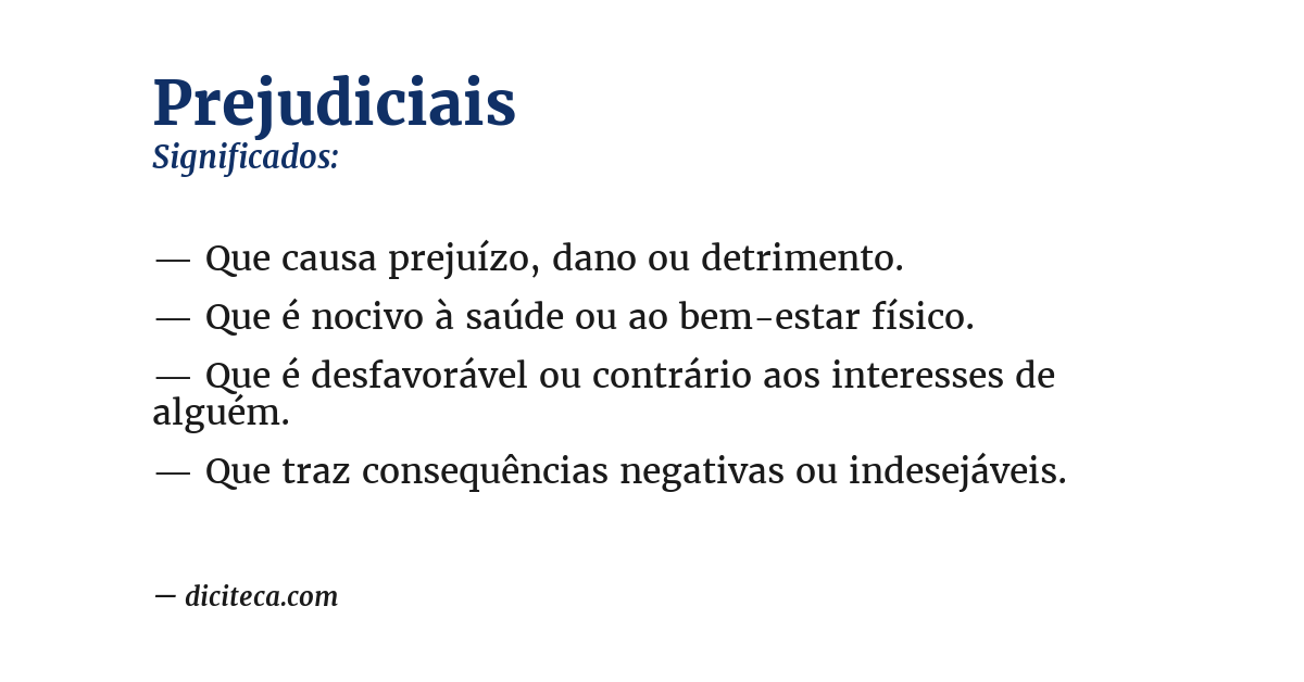 Significado de prejudiciais