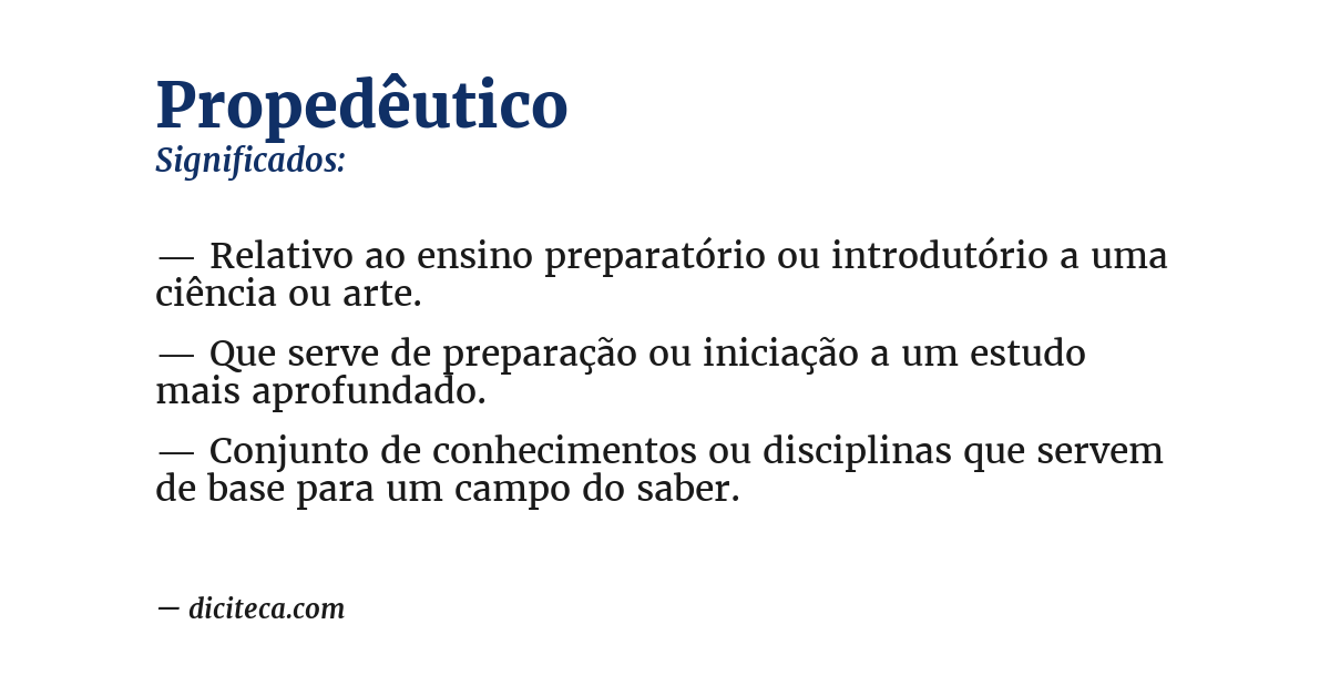 Significado de propedêutico