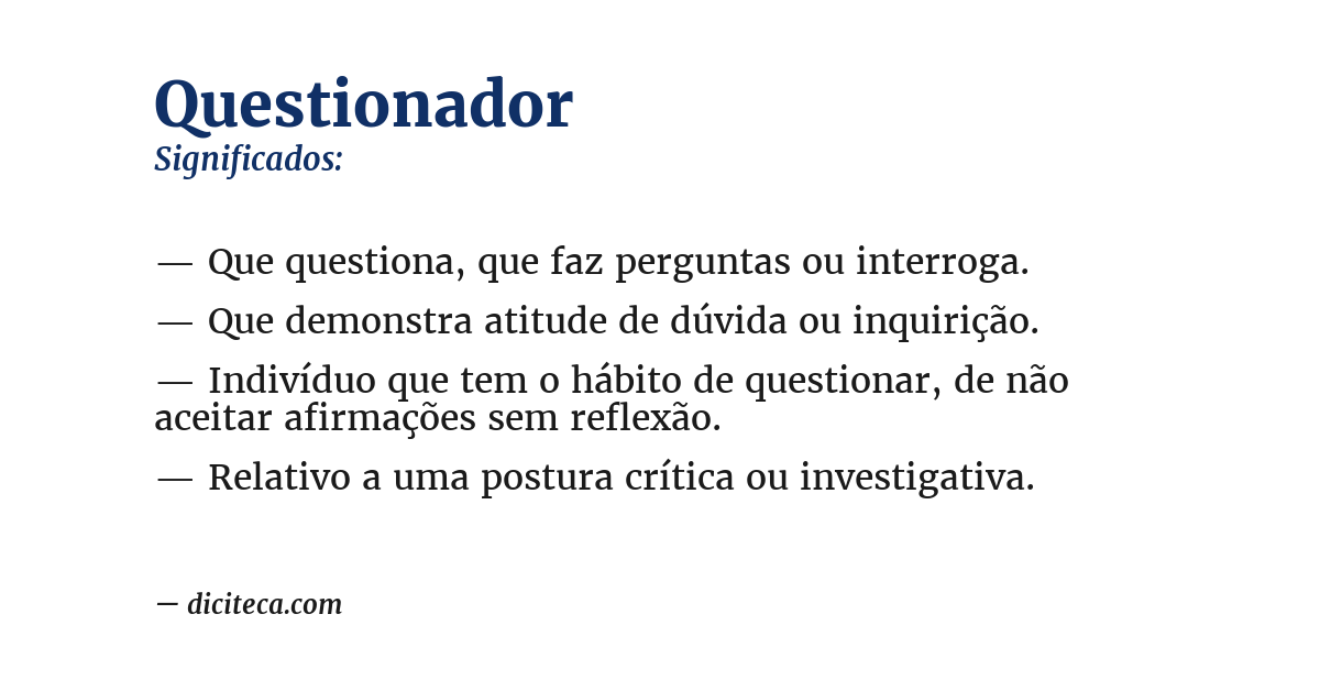 Significado de questionador