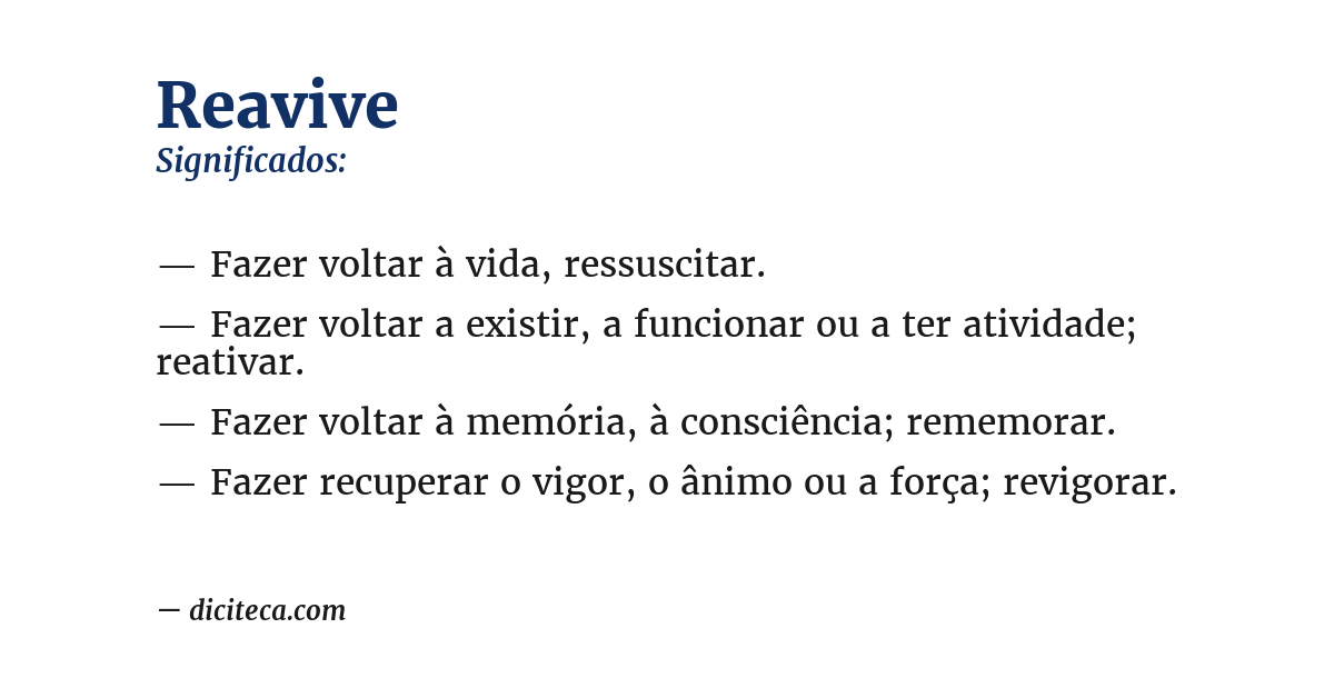 Significado de reavive