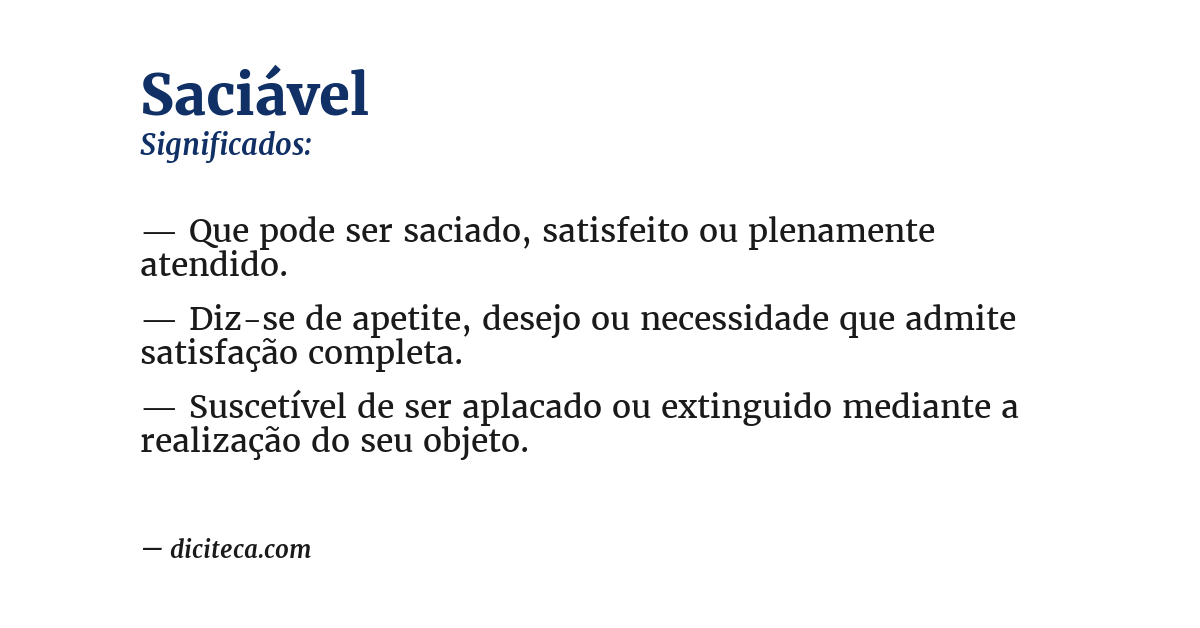 Significado de saciável