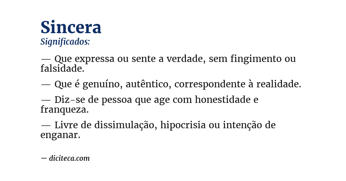 Significado de sincera