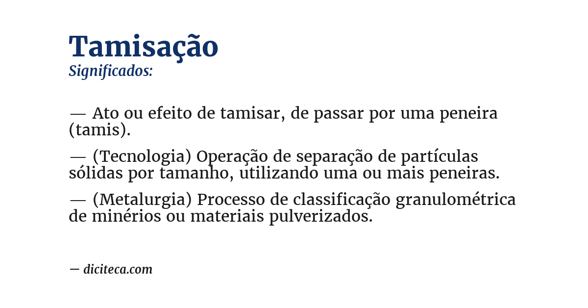 Significado de tamisação
