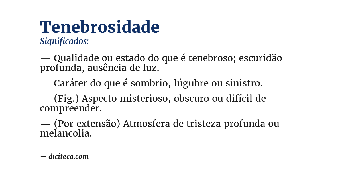 Significado de tenebrosidade