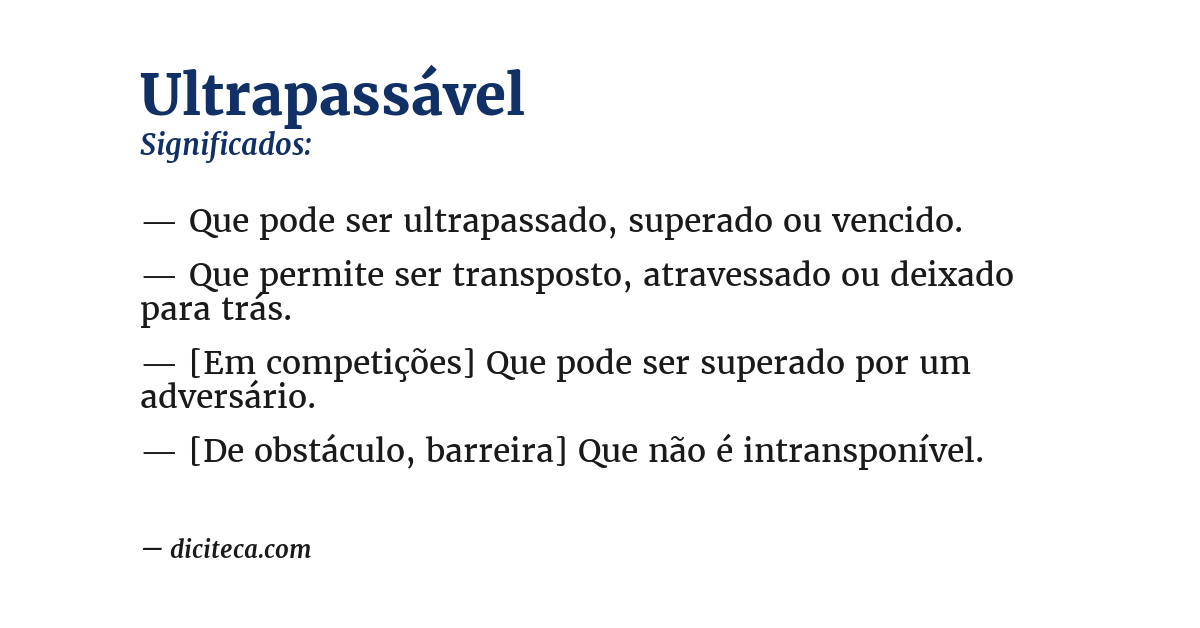 Significado de ultrapassável