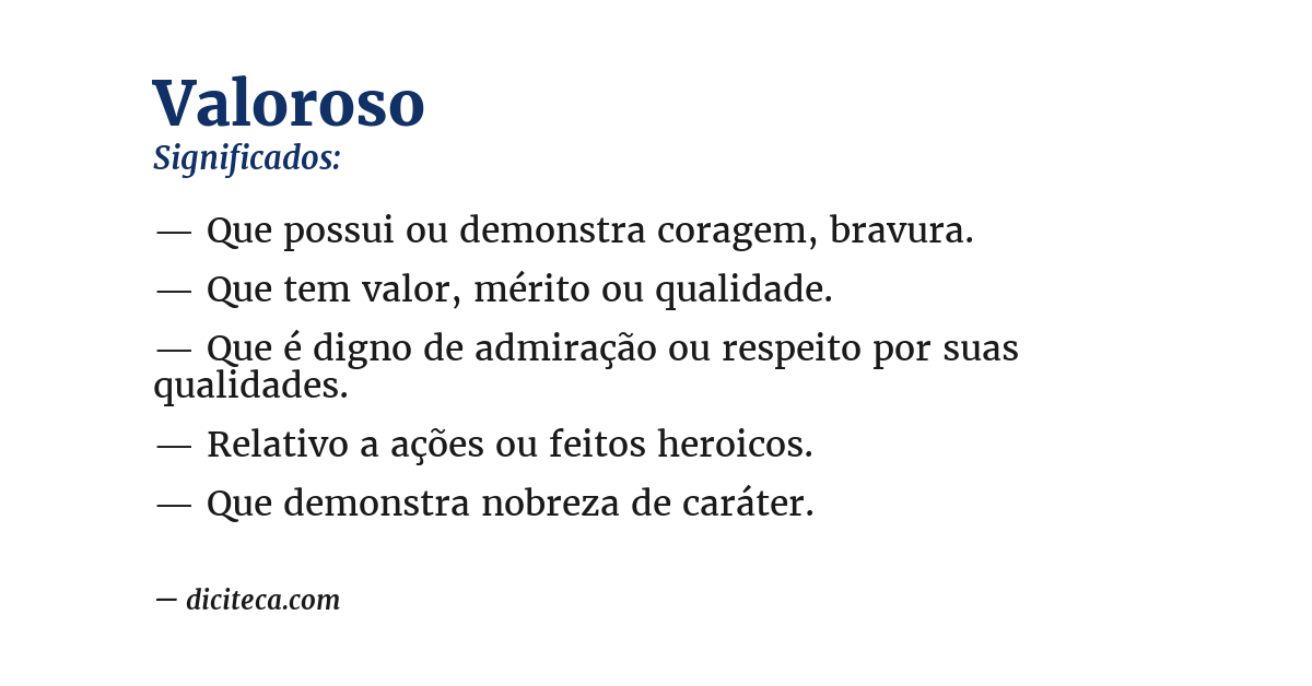 Significado de valoroso