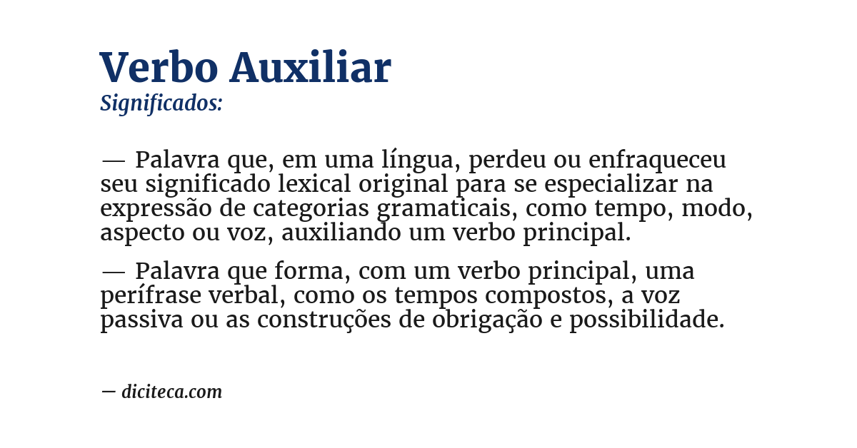 Significado de verbo auxiliar