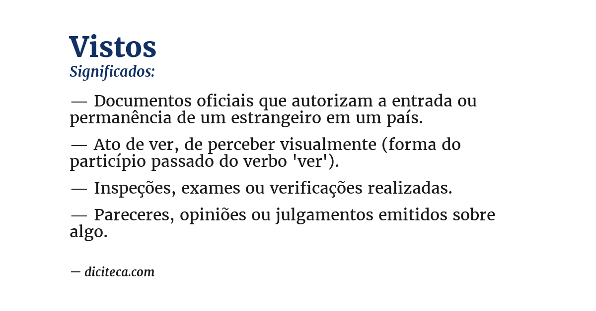 Significado de vistos