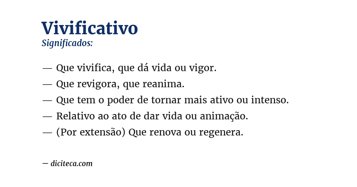 Significado de vivificativo