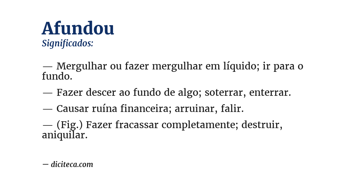 Significado de afundou