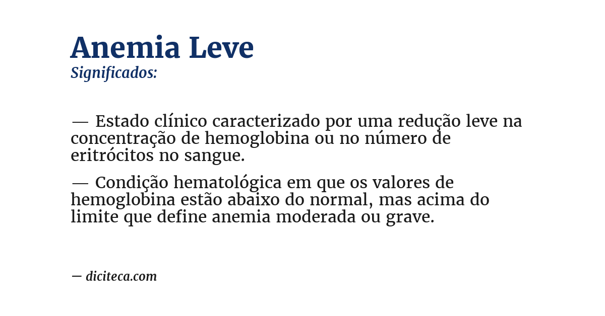 Significado de anemia leve