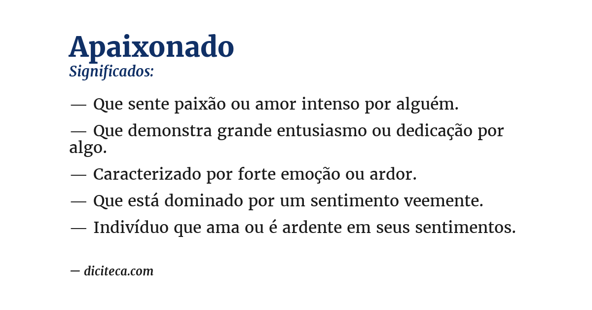 Significado de apaixonado