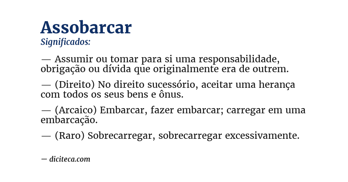 Significado de assobarcar