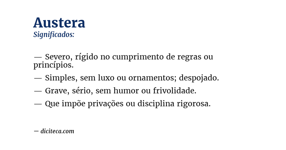Significado de austera