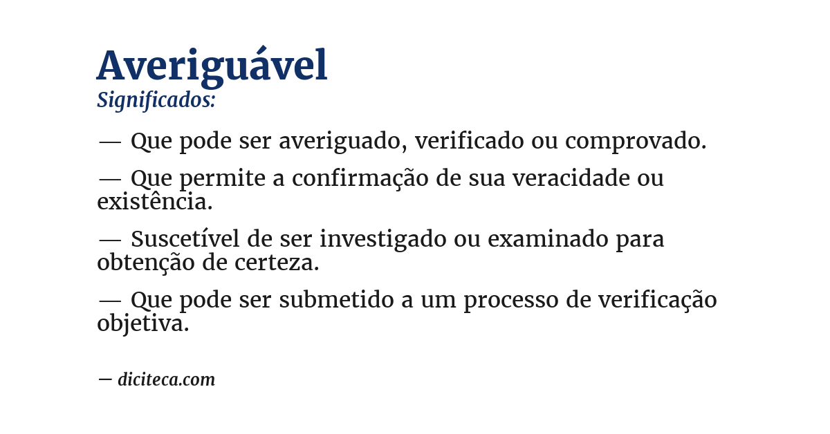 Significado de averiguável