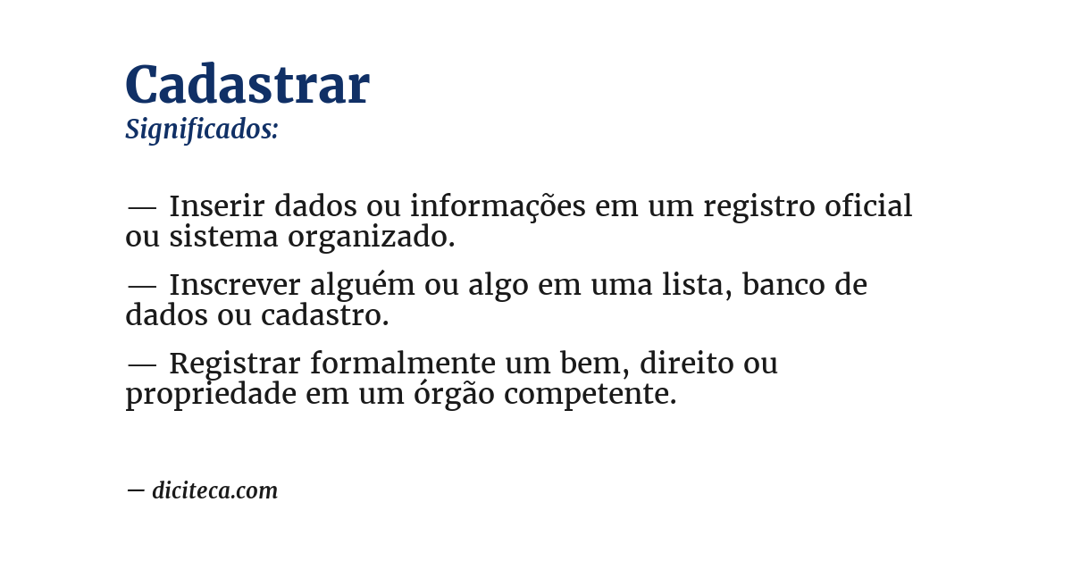 Significado de cadastrar