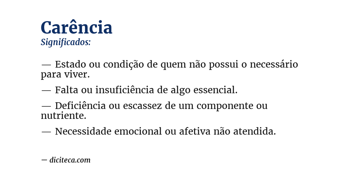 Significado de carência