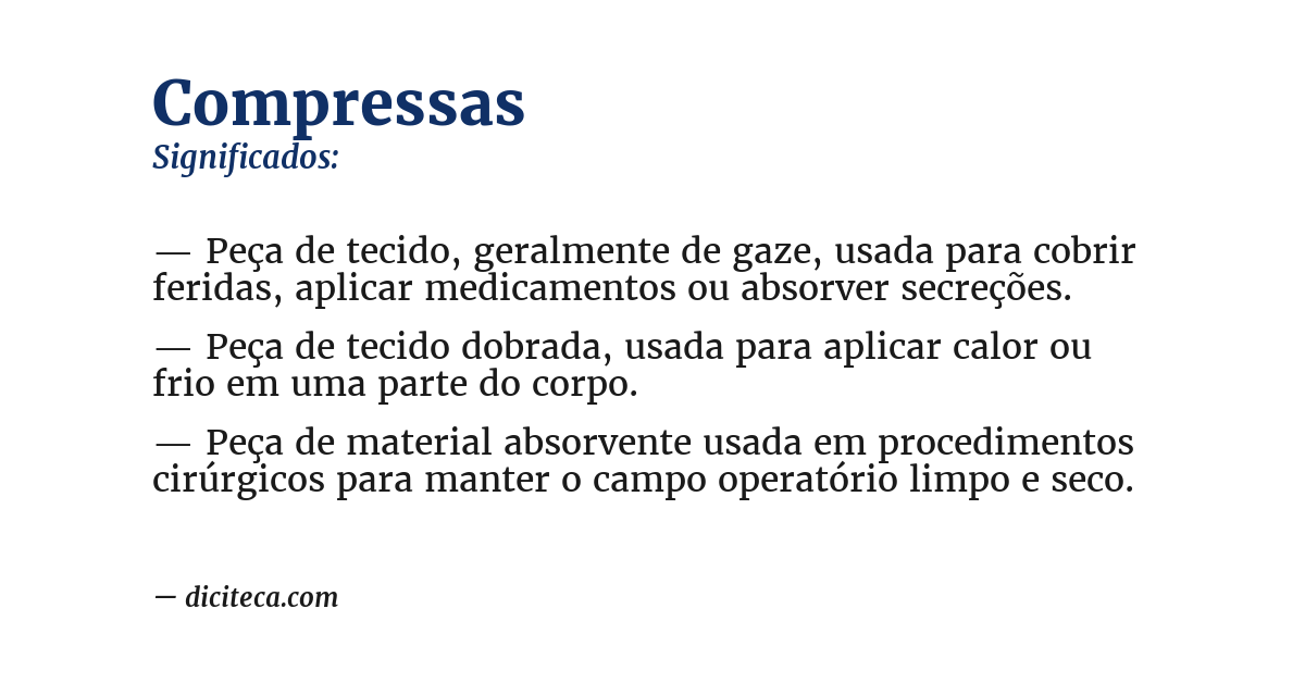 Significado de compressas