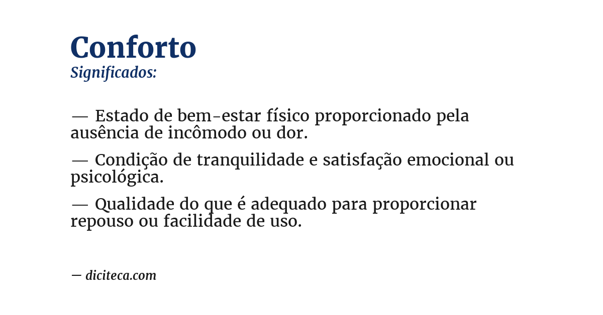 Significado de conforto