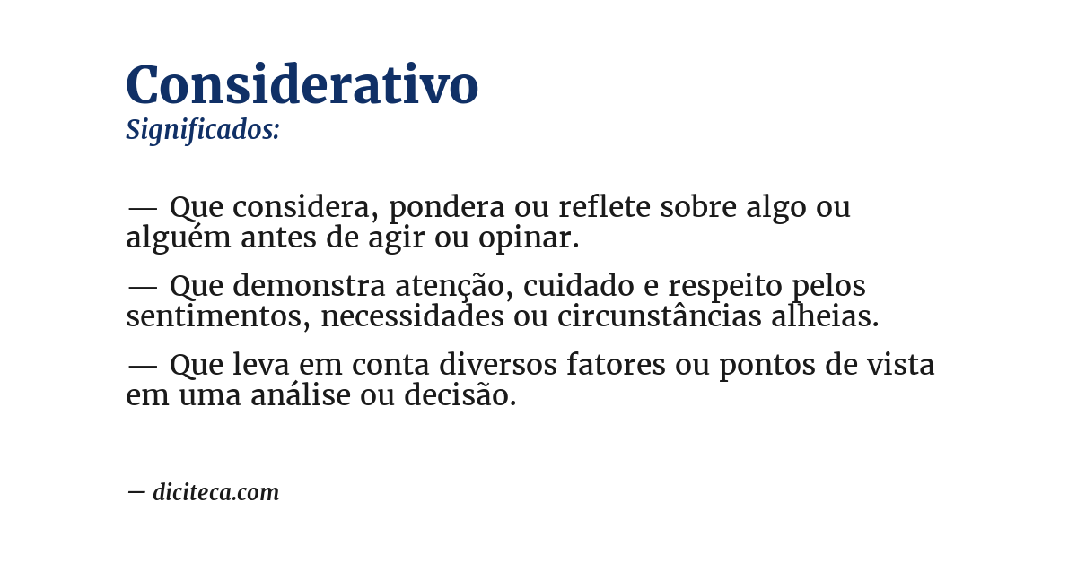 Significado de considerativo