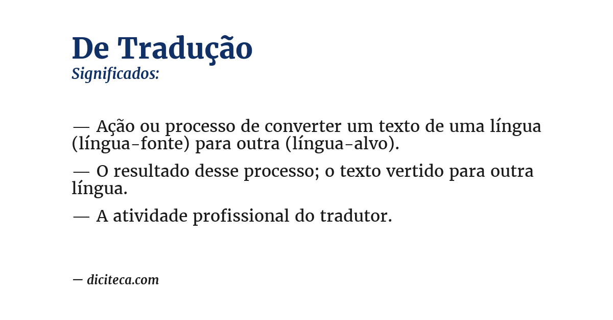 Significado de de tradução