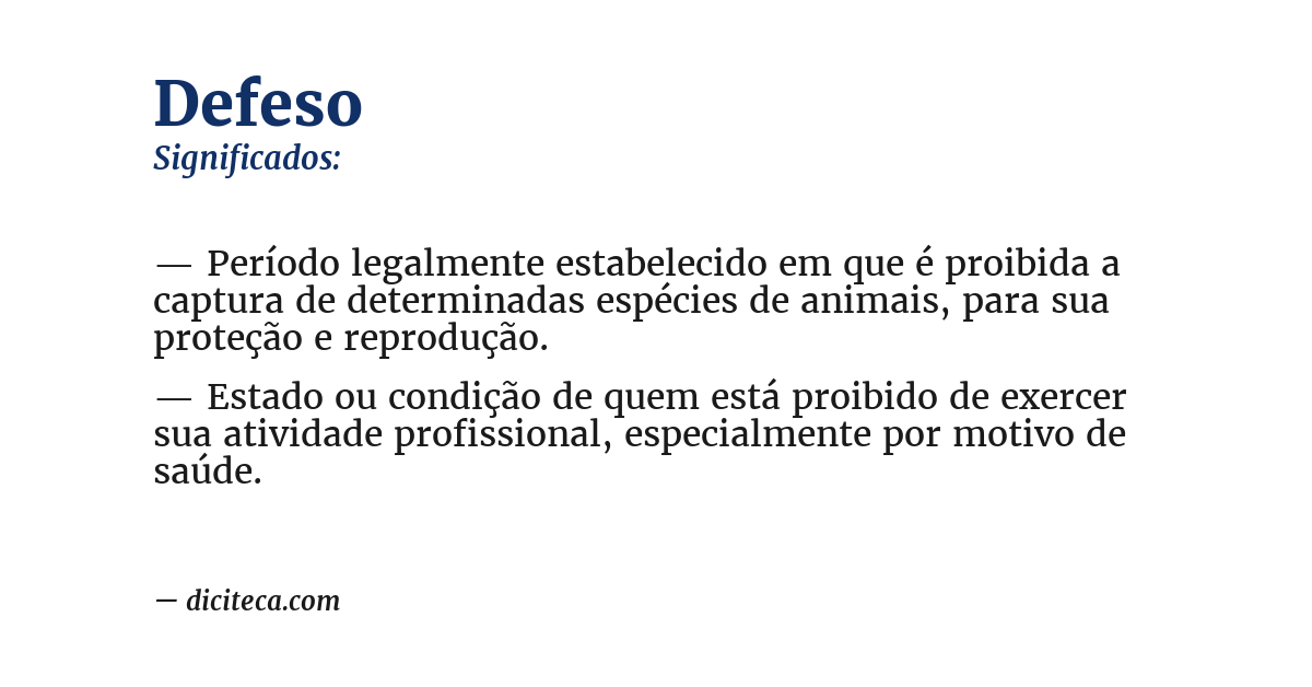 Significado de defeso