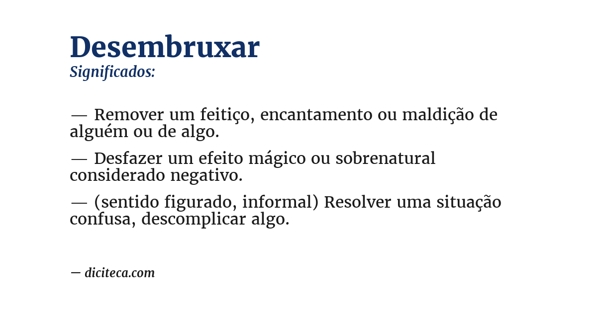 Significado de desembruxar