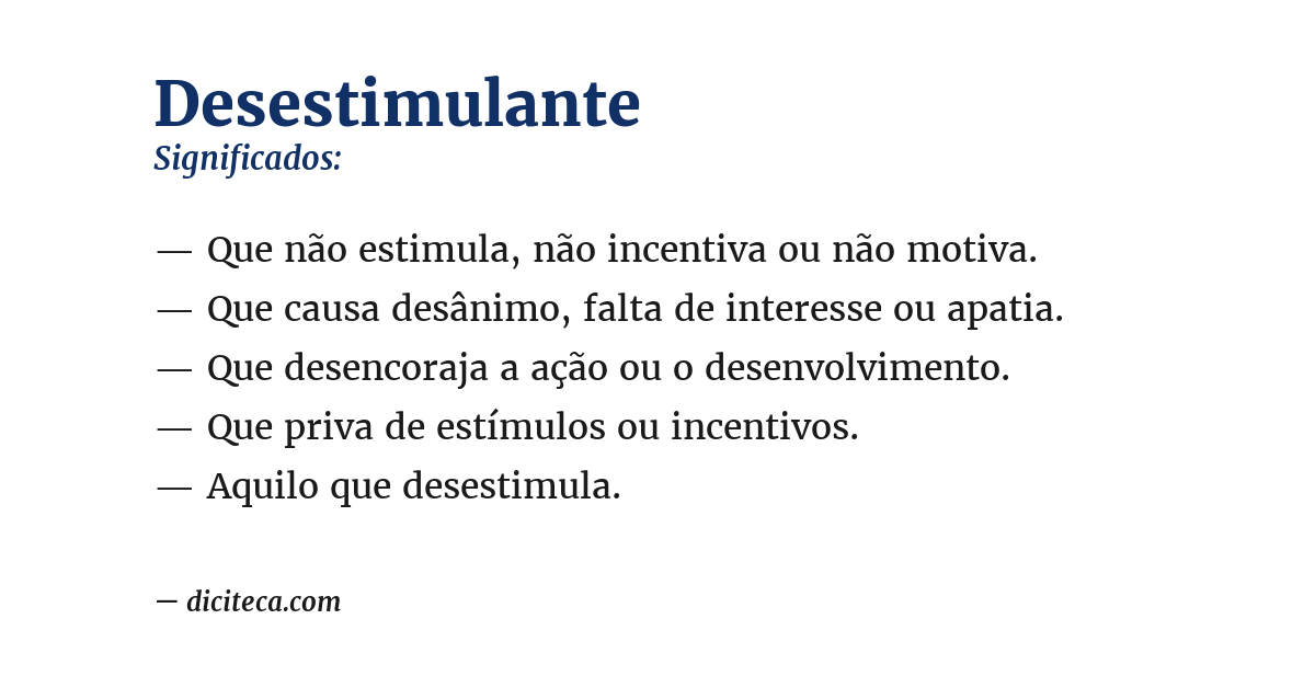 Significado de desestimulante