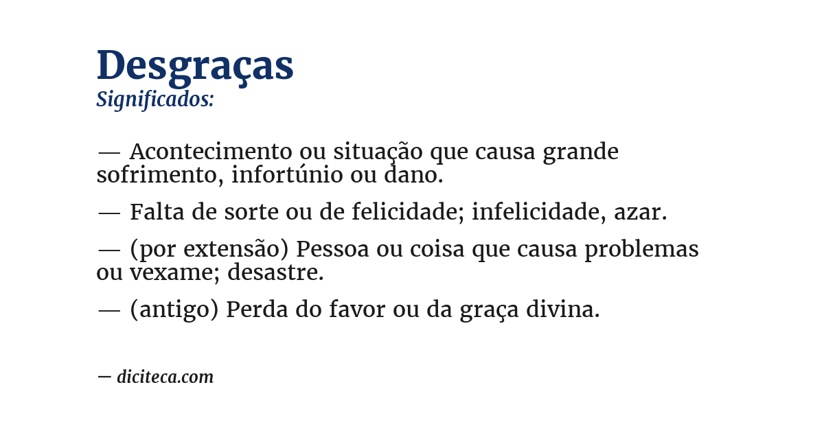 Significado de desgraças
