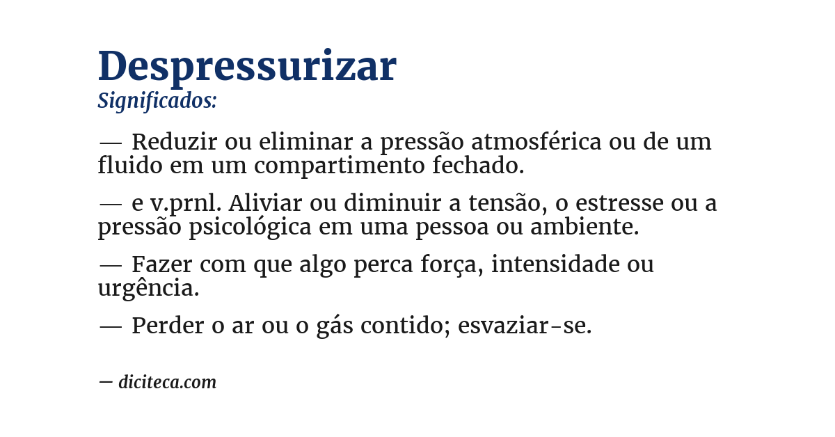 Significado de despressurizar